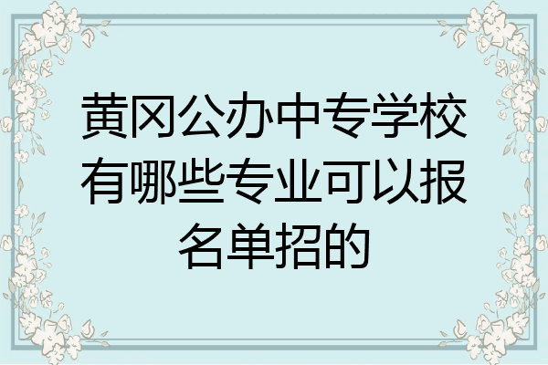 黄冈公办中专学校有哪些专业可以报名单招的