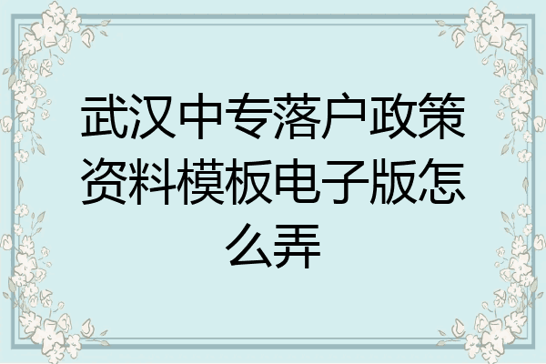 武汉中专落户政策资料模板电子版怎么弄