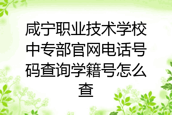 咸宁职业技术学校中专部官网电话号码查询学籍号怎么查