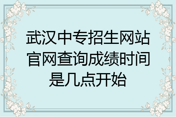武汉中专招生网站官网查询成绩时间是几点开始