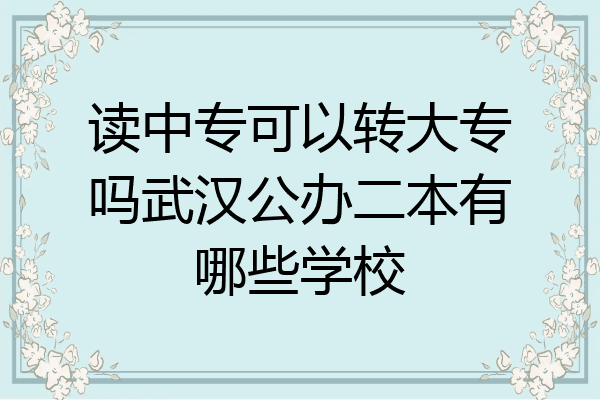 读中专可以转大专吗武汉公办二本有哪些学校