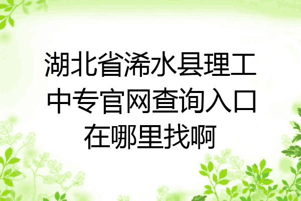 湖北省浠水县理工中专官网查询入口在哪里找啊
