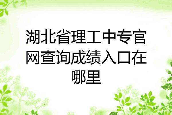 湖北省理工中专官网查询成绩入口在哪里