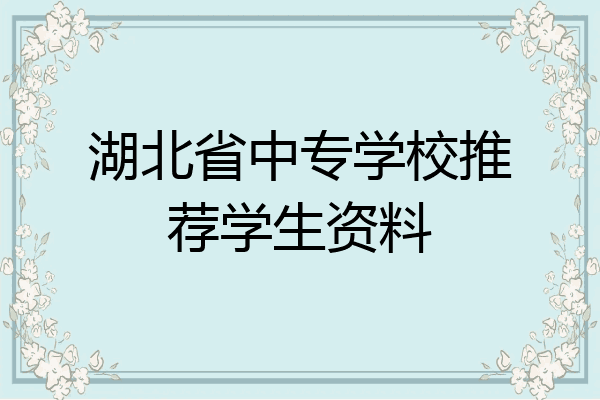 湖北省中专学校推荐学生资料