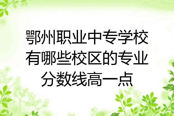 鄂州职业中专学校有哪些校区的专业分数线高一点