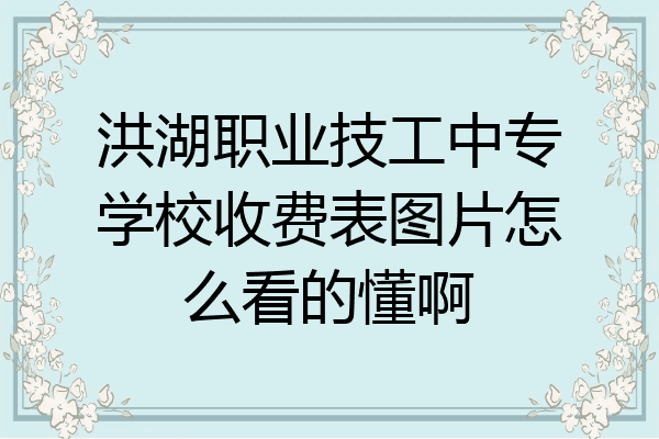 洪湖职业技工中专学校收费表图片怎么看的懂啊