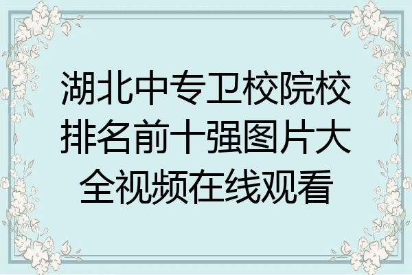 湖北中专卫校院校排名前十强图片大全视频在线观看