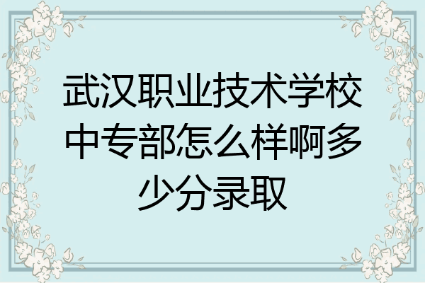 武汉职业技术学校中专部怎么样啊多少分录取