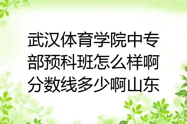 武汉体育学院中专部预科班怎么样啊分数线多少啊山东