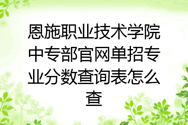 恩施职业技术学院中专部官网单招专业分数查询表怎么查