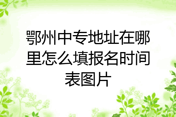 鄂州中专地址在哪里怎么填报名时间表图片