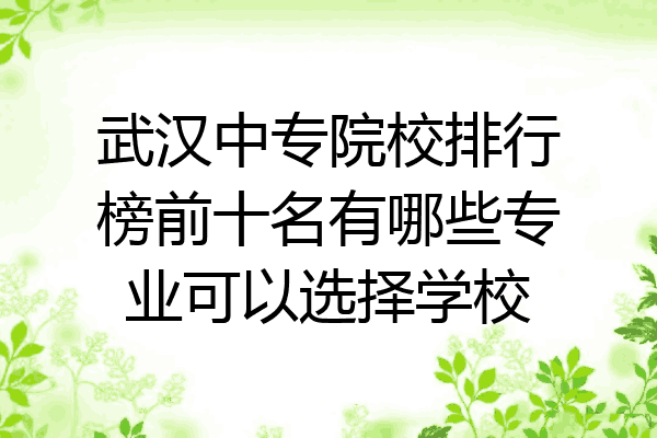 武汉中专院校排行榜前十名有哪些专业可以选择学校