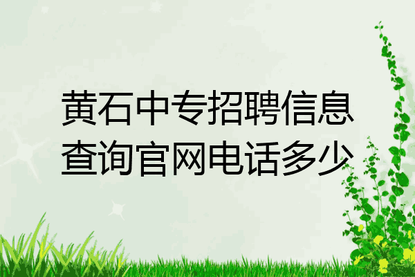 黄石中专招聘信息查询官网电话多少