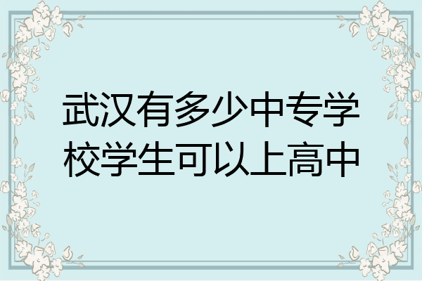 武汉有多少中专学校学生可以上高中