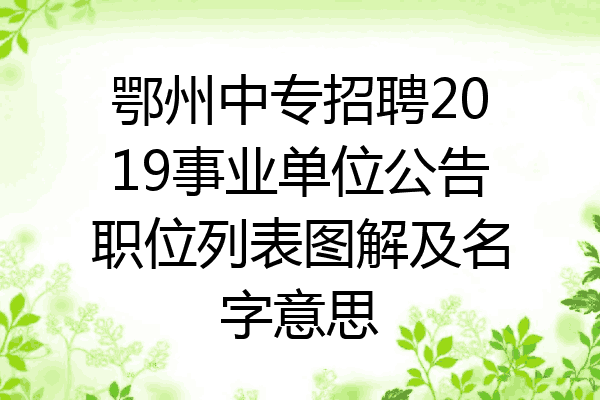 鄂州中专招聘2019事业单位公告职位列表图解及名字意思