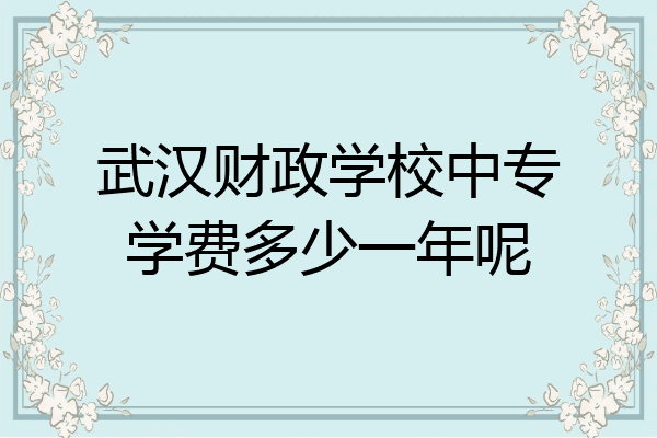 武汉财政学校中专学费多少一年呢