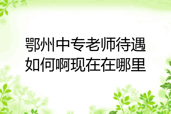 鄂州中专老师待遇如何啊现在在哪里