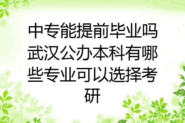 中专能提前毕业吗武汉公办本科有哪些专业可以选择考研