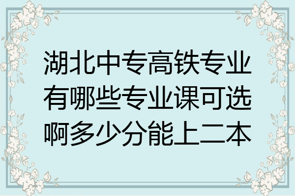 湖北中专高铁专业有哪些专业课可选啊多少分能上二本