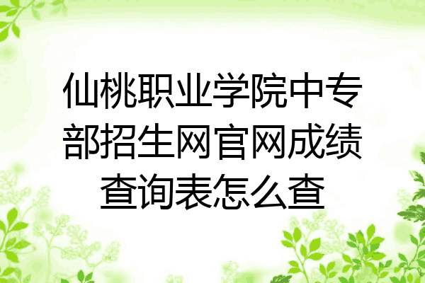 仙桃职业学院中专部招生网官网成绩查询表怎么查