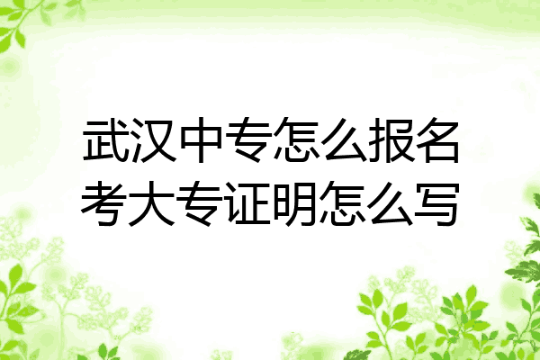 武汉中专怎么报名考大专证明怎么写