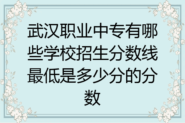 武汉职业中专有哪些学校招生分数线最低是多少分的分数