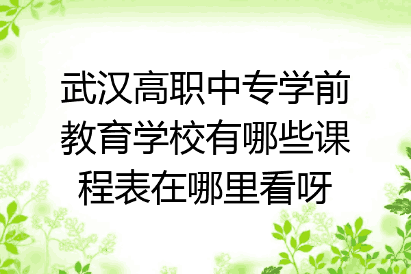 武汉高职中专学前教育学校有哪些课程表在哪里看呀