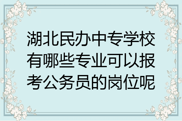 湖北民办中专学校有哪些专业可以报考公务员的岗位呢