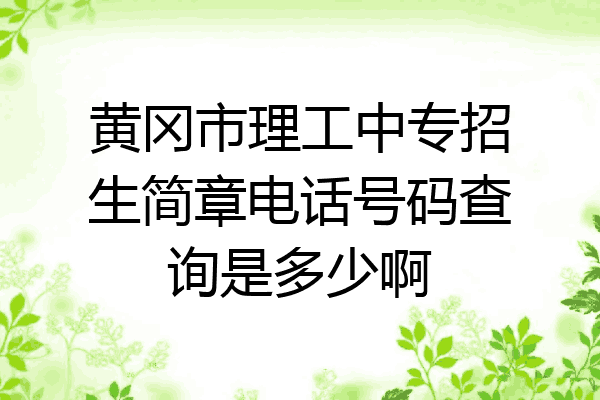 黄冈市理工中专招生简章电话号码查询是多少啊