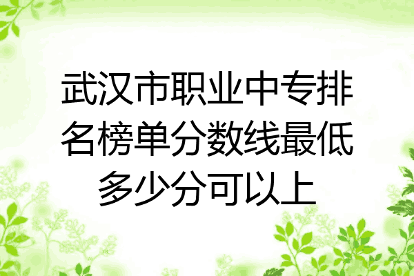 武汉市职业中专排名榜单分数线最低多少分可以上