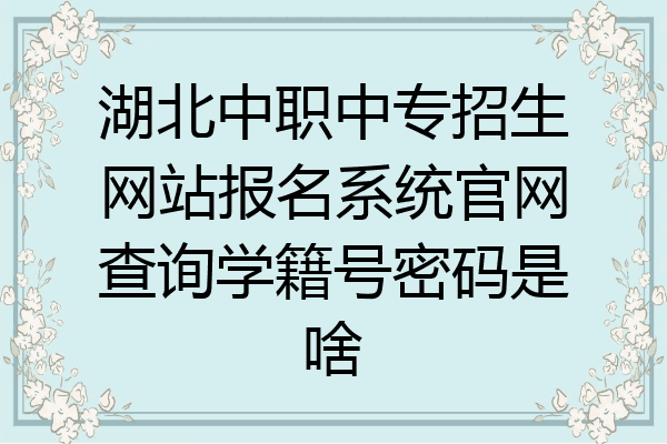 湖北中职中专招生网站报名系统官网查询学籍号密码是啥