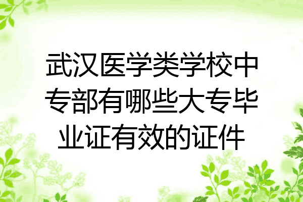 武汉医学类学校中专部有哪些大专毕业证有效的证件