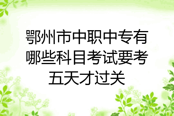 鄂州市中职中专有哪些科目考试要考五天才过关