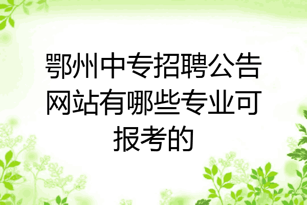 鄂州中专招聘公告网站有哪些专业可报考的