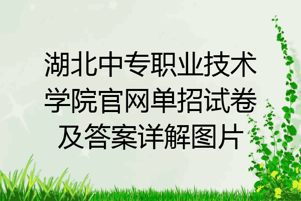 湖北中专职业技术学院官网单招试卷及答案详解图片