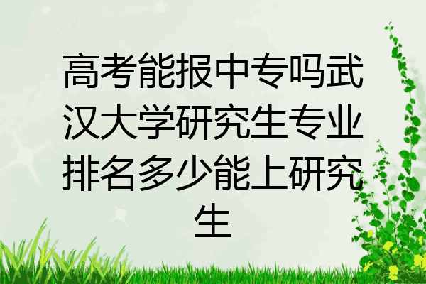 高考能报中专吗武汉大学研究生专业排名多少能上研究生
