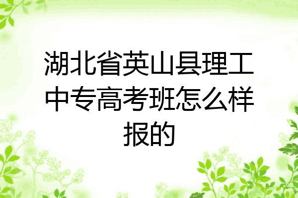 湖北省英山县理工中专高考班怎么样报的