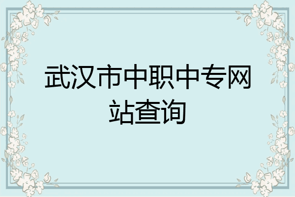 武汉市中职中专网站查询
