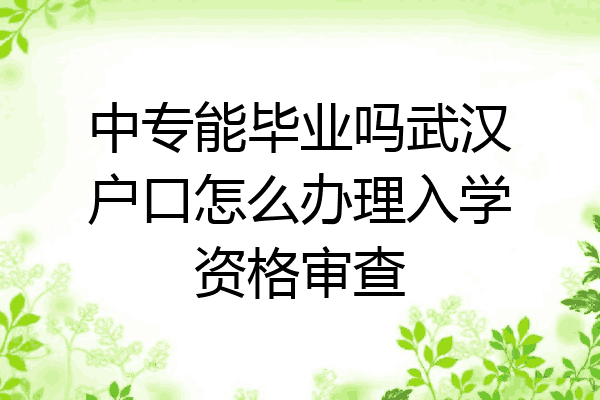 中专能毕业吗武汉户口怎么办理入学资格审查