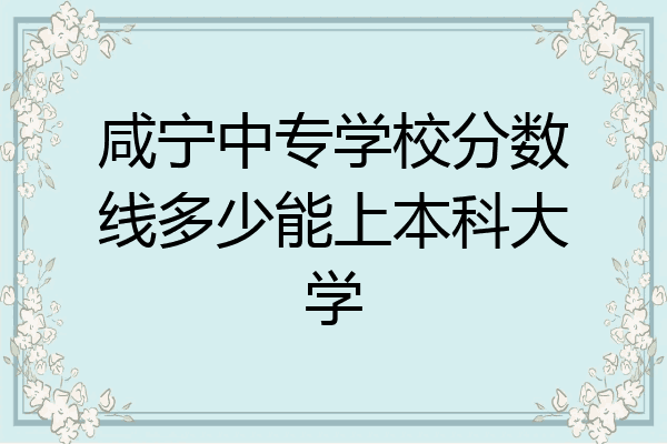 咸宁中专学校分数线多少能上本科大学
