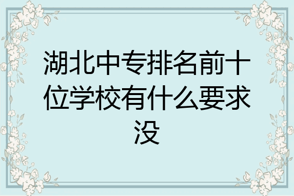 湖北中专排名前十位学校有什么要求没