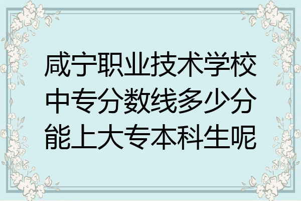 咸宁职业技术学校中专分数线多少分能上大专本科生呢