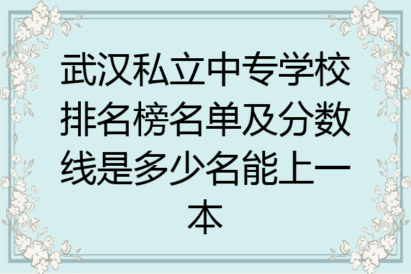 武汉私立中专学校排名榜名单及分数线是多少名能上一本