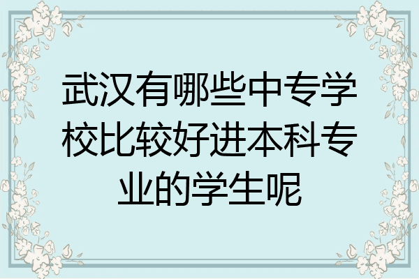 武汉有哪些中专学校比较好进本科专业的学生呢