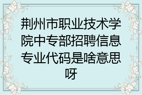荆州市职业技术学院中专部招聘信息专业代码是啥意思呀