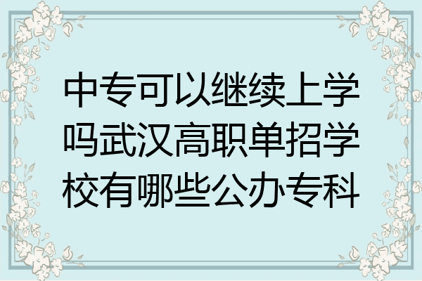 中专可以继续上学吗武汉高职单招学校有哪些公办专科