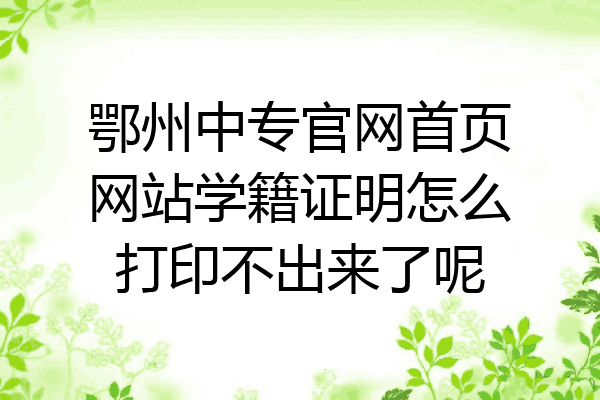 鄂州中专官网首页网站学籍证明怎么打印不出来了呢