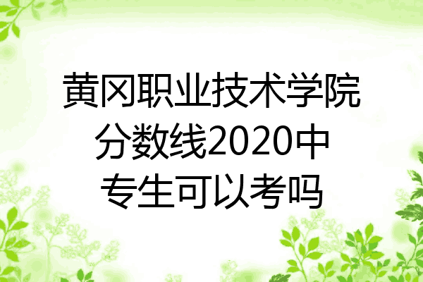 黄冈职业技术学院分数线2020中专生可以考吗