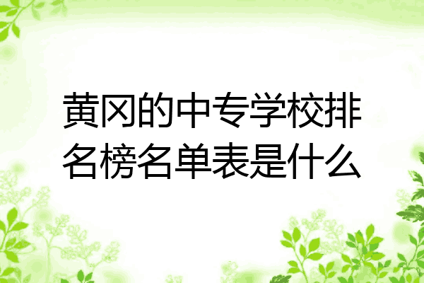 黄冈的中专学校排名榜名单表是什么