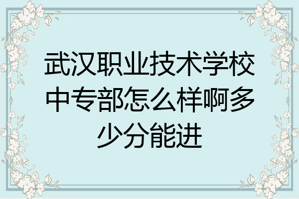 武汉职业技术学校中专部怎么样啊多少分能进